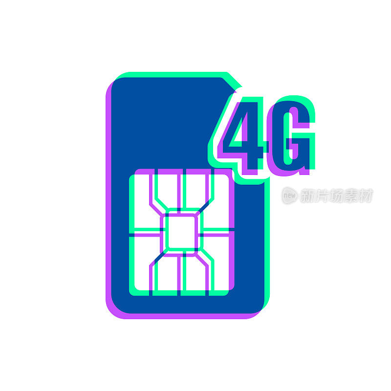 4G SIM卡。图标与两种颜色叠加在白色背景上